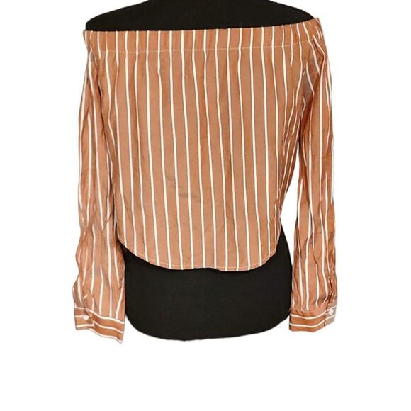 Rust Off the Shoulder Striped Blouse Large - Picture 3 of 4